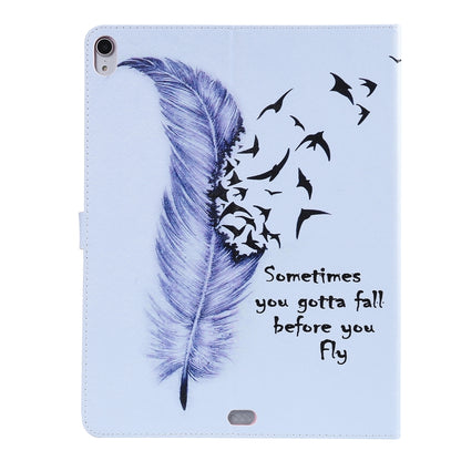 for iPad Pro 12.9 (2018) Colored Drawing Pattern Horizontal Flip PU Leather Case with Holder & Card Slots & Wallet (Feather) - iPad Pro 12.9 (2018) Cases by buy2fix | Online Shopping UK | buy2fix