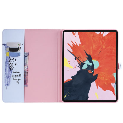 for iPad Pro 12.9 (2018) Colored Drawing Pattern Horizontal Flip PU Leather Case with Holder & Card Slots & Wallet (Feather) - iPad Pro 12.9 (2018) Cases by buy2fix | Online Shopping UK | buy2fix