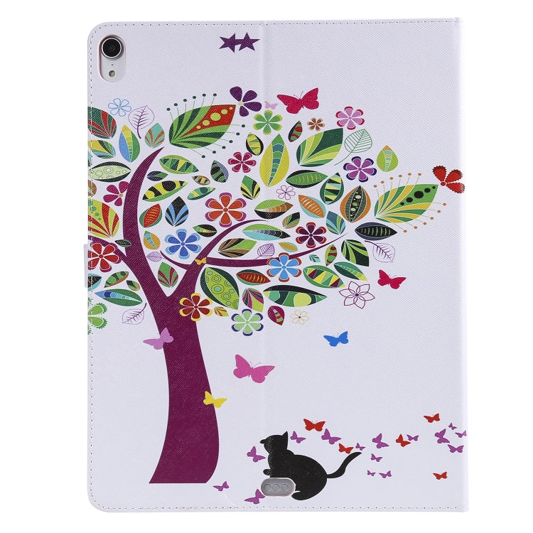 for iPad Pro 12.9 (2018) Colored Drawing Pattern Horizontal Flip PU Leather Case with Holder & Card Slots & Wallet (Cat and Tree) - iPad Pro 12.9 (2018) Cases by buy2fix | Online Shopping UK | buy2fix