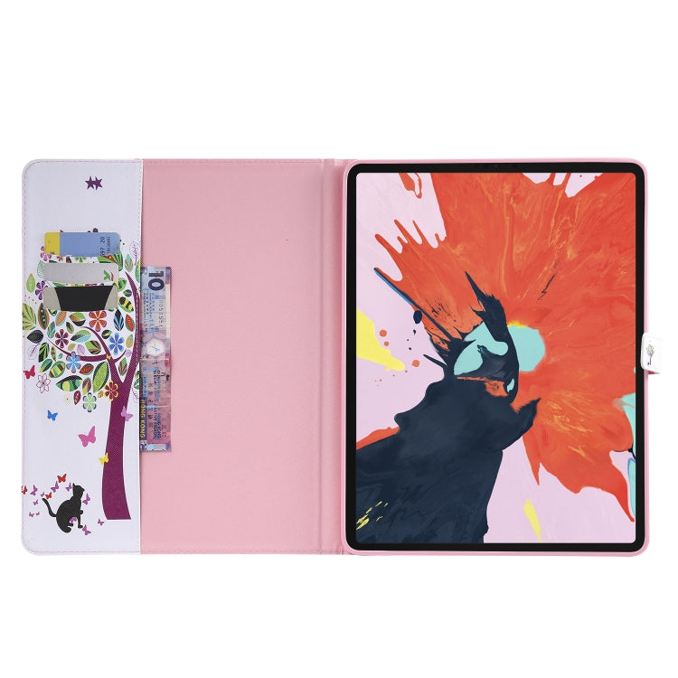 for iPad Pro 12.9 (2018) Colored Drawing Pattern Horizontal Flip PU Leather Case with Holder & Card Slots & Wallet (Cat and Tree) - iPad Pro 12.9 (2018) Cases by buy2fix | Online Shopping UK | buy2fix