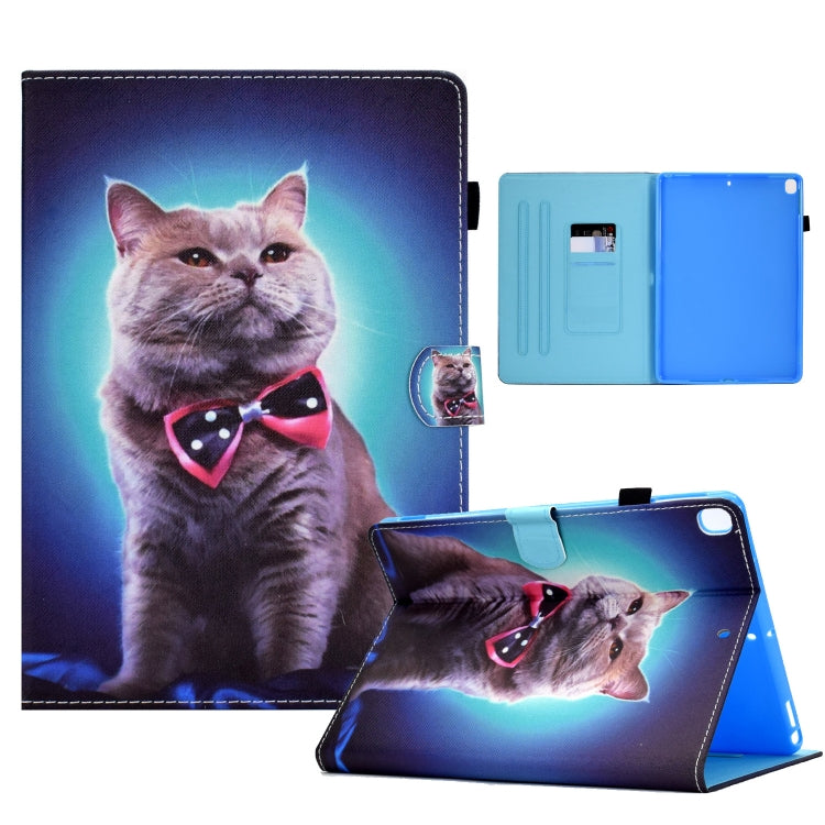 For iPad 10.2 2020 & 2019 Sewing Pen Slot Leather Tablet Case(Bow Tie Cat) - iPad 10.2 Cases by buy2fix | Online Shopping UK | buy2fix