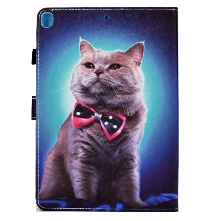 For iPad 10.2 2020 & 2019 Sewing Pen Slot Leather Tablet Case(Bow Tie Cat) - iPad 10.2 Cases by buy2fix | Online Shopping UK | buy2fix