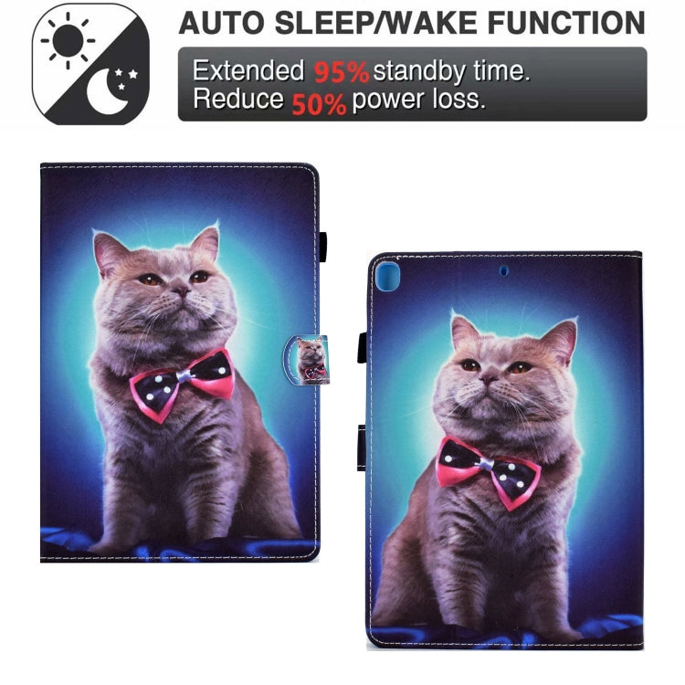 For iPad 10.2 2020 & 2019 Sewing Pen Slot Leather Tablet Case(Bow Tie Cat) - iPad 10.2 Cases by buy2fix | Online Shopping UK | buy2fix