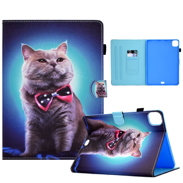 For iPad Pro 11 2022 / 2021 / 2020 Sewing Pen Slot Leather Tablet Case(Bow Tie Cat) - iPad Pro 11 (2022/2021) Cases by buy2fix | Online Shopping UK | buy2fix