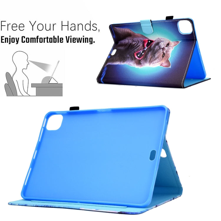 For iPad Pro 11 2022 / 2021 / 2020 Sewing Pen Slot Leather Tablet Case(Bow Tie Cat) - iPad Pro 11 (2022/2021) Cases by buy2fix | Online Shopping UK | buy2fix