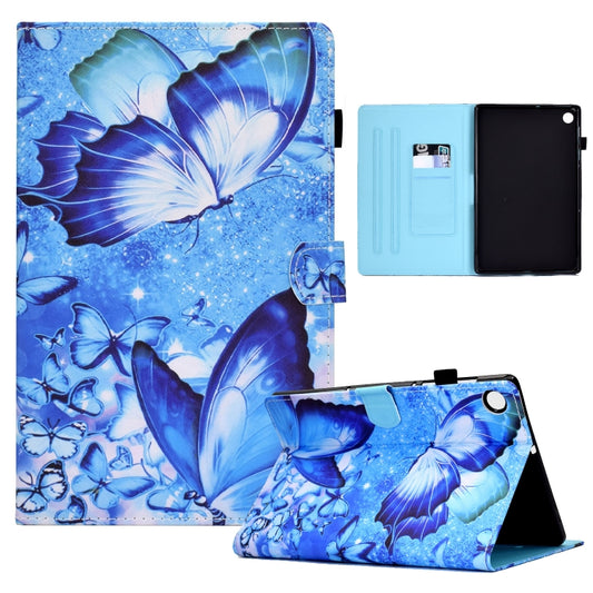 For Samsung Galaxy Tab A8 Sewing Pen Slot Leather Tablet Case(Butterflies) by buy2fix