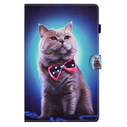 For Samsung Galaxy Tab A8 Sewing Pen Slot Leather Tablet Case(Bow Tie Cat) by buy2fix