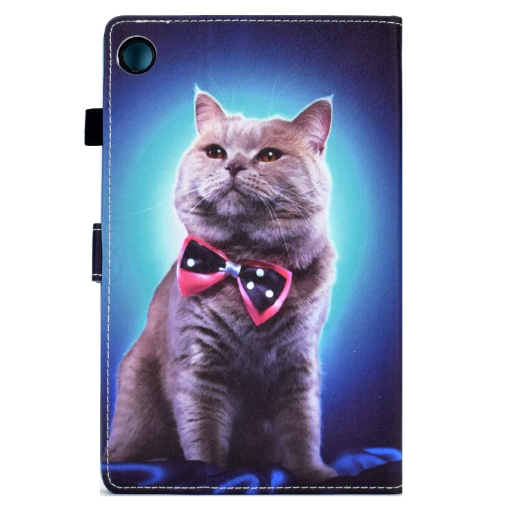For Samsung Galaxy Tab A8 Sewing Pen Slot Leather Tablet Case(Bow Tie Cat) by buy2fix