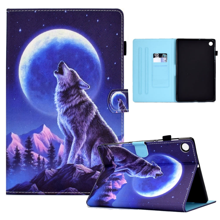 For Samsung Galaxy Tab A8 Sewing Pen Slot Leather Tablet Case(Night Wolf) by buy2fix