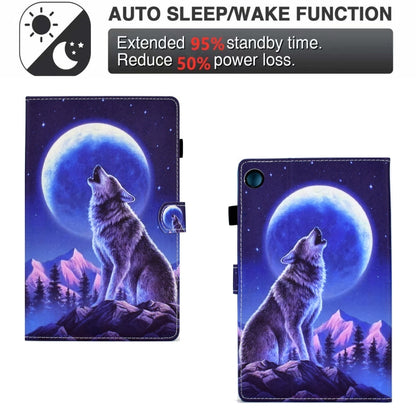 For Samsung Galaxy Tab A8 Sewing Pen Slot Leather Tablet Case(Night Wolf) by buy2fix