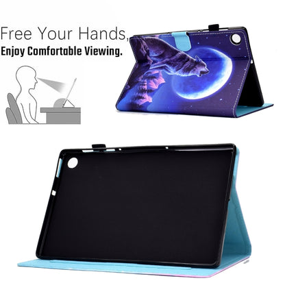 For Samsung Galaxy Tab A8 Sewing Pen Slot Leather Tablet Case(Night Wolf) by buy2fix