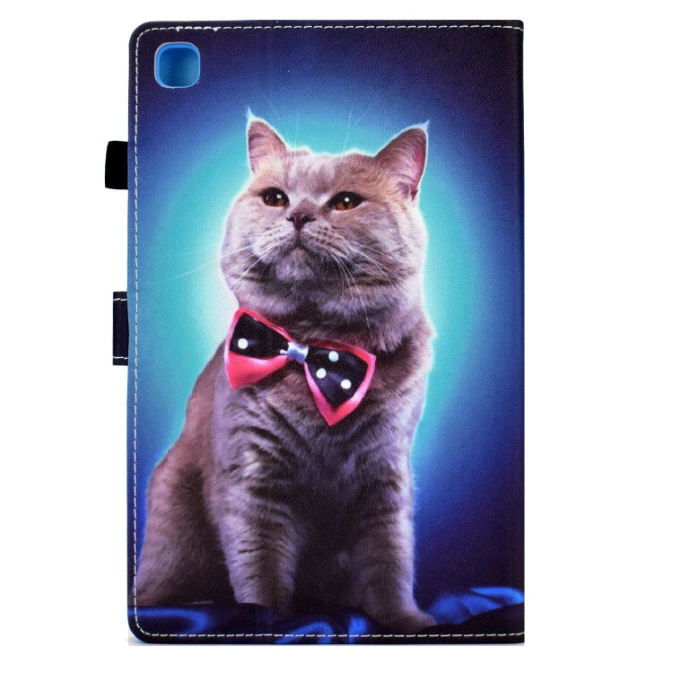 For Samsung Galaxy Tab A7 10.4 2020 T500 Sewing Pen Slot Leather Tablet Case(Bow Tie Cat) by buy2fix