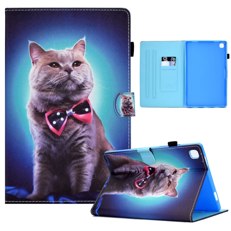 For Samsung Galaxy Tab A 10.1 2019 T510 Sewing Pen Slot Leather Tablet Case(Bow Tie Cat) by buy2fix