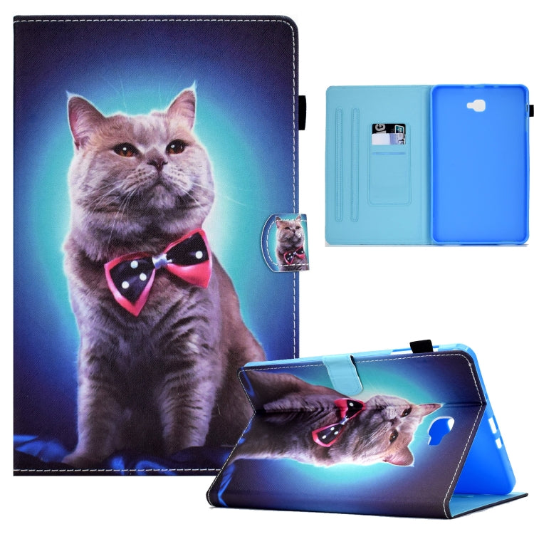For Samsung Galaxy Tab A 10.1 2016 T580 Sewing Pen Slot Leather Tablet Case(Bow Tie Cat) by buy2fix