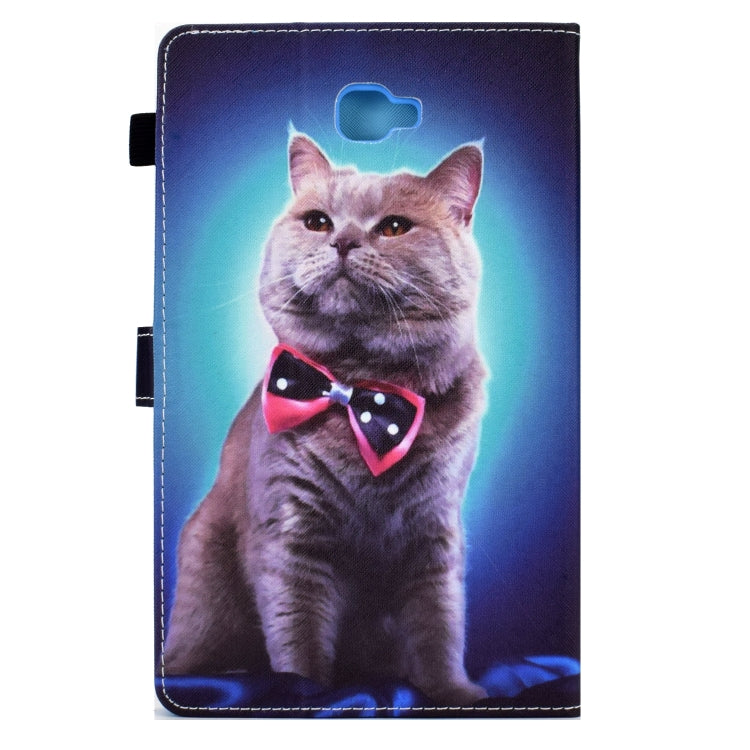 For Samsung Galaxy Tab A 10.1 2016 T580 Sewing Pen Slot Leather Tablet Case(Bow Tie Cat) by buy2fix