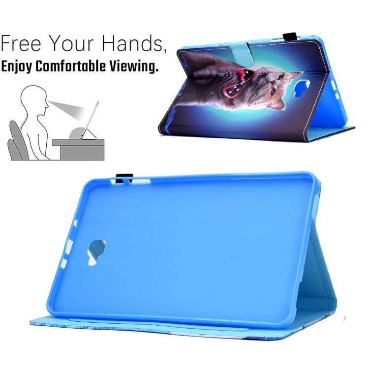 For Samsung Galaxy Tab A 10.1 2016 T580 Sewing Pen Slot Leather Tablet Case(Bow Tie Cat) by buy2fix