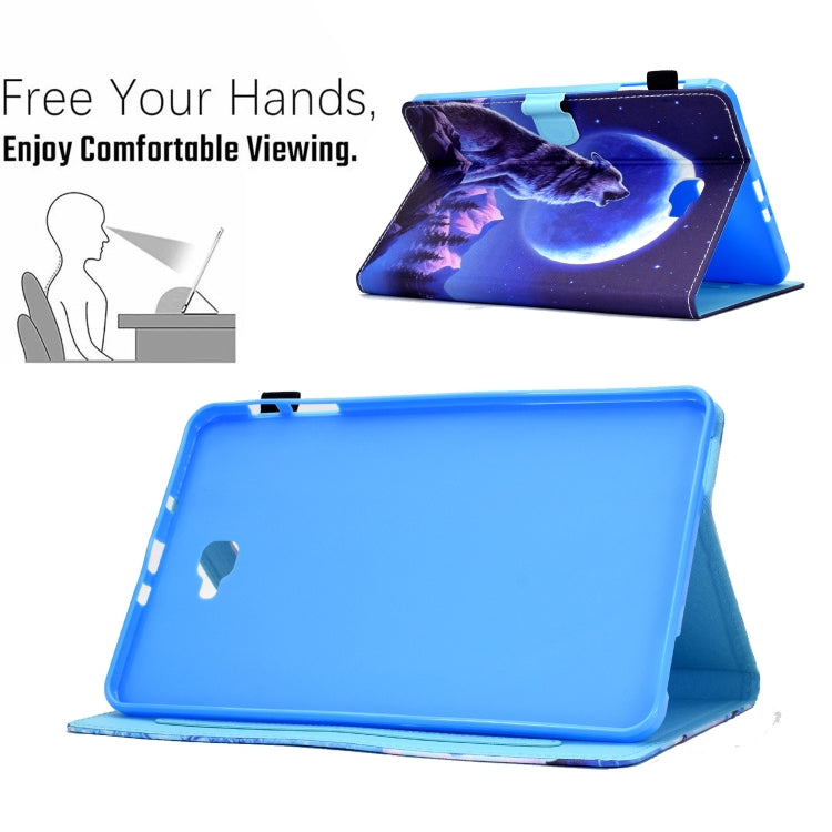 For Samsung Galaxy Tab A 10.1 2016 T580 Sewing Pen Slot Leather Tablet Case(Night Wolf) by buy2fix