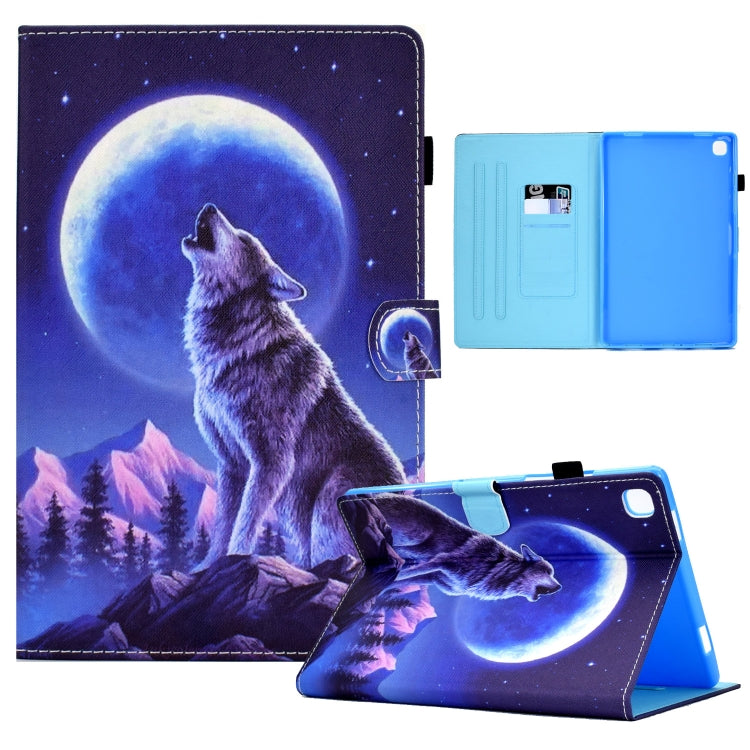 For Samsung Galaxy Tab S6 Lite T610 Sewing Pen Slot Leather Tablet Case(Night Wolf) by buy2fix