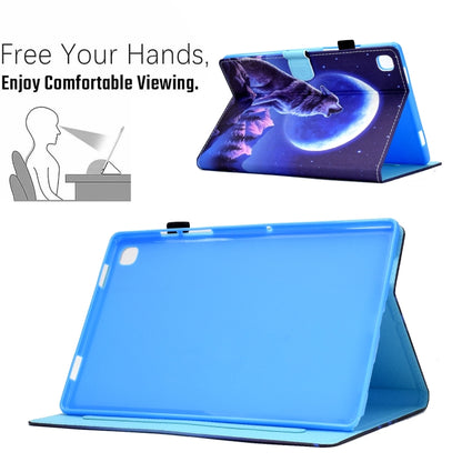 For Samsung Galaxy Tab S6 Lite T610 Sewing Pen Slot Leather Tablet Case(Night Wolf) by buy2fix