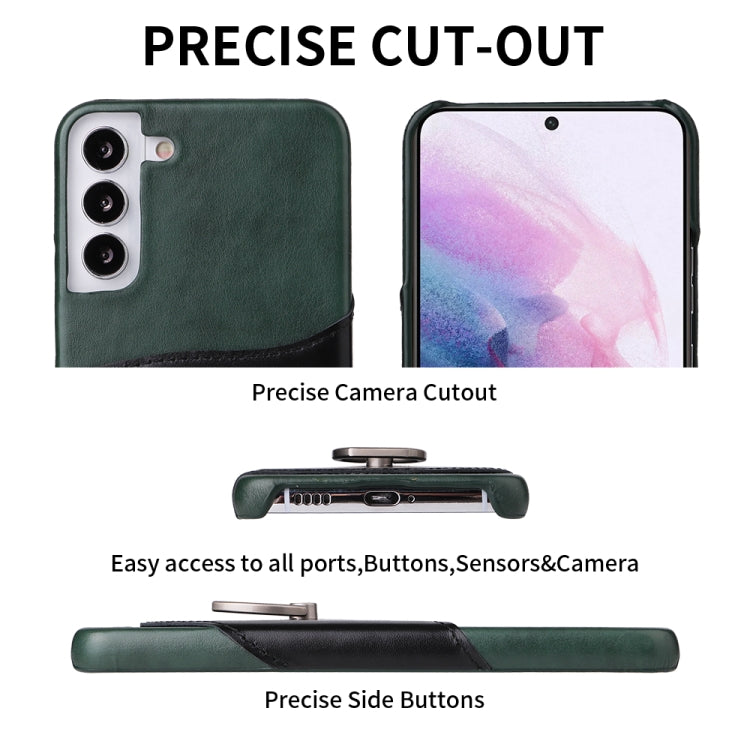 For Samsung Galaxy S22 5G Fierre Shann Oil Wax Texture Genuine Leather Back Phone Case with 360 Degree Rotation Holder & Card Slot(Black) - Galaxy S22 5G Cases by FIERRE SHANN | Online Shopping UK | buy2fix