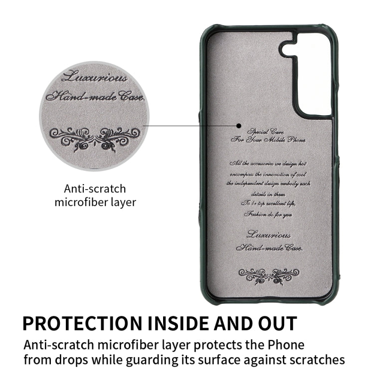 For Samsung Galaxy S22 5G Fierre Shann Oil Wax Texture Genuine Leather Back Phone Case with 360 Degree Rotation Holder & Card Slot(Black) - Galaxy S22 5G Cases by FIERRE SHANN | Online Shopping UK | buy2fix