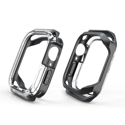 Transparent Two-color Armor Case For Apple Watch Series 9 / 8 / 7 45mm(Black) by buy2fix