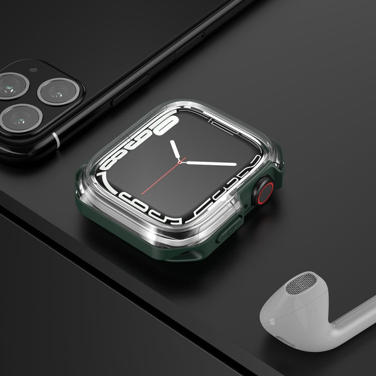 Transparent Two-color Armor Case For Apple Watch Series 9 / 8 / 7 41mm(Green) by buy2fix