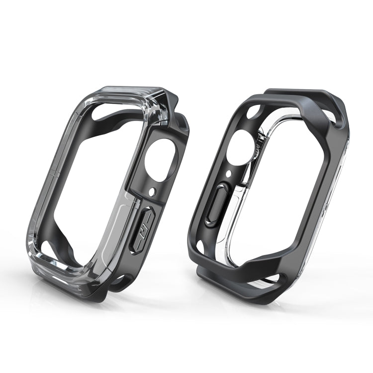 Transparent Two-color Armor Case For Apple Watch Series 9 / 8 / 7 41mm(Transparent Black) by buy2fix