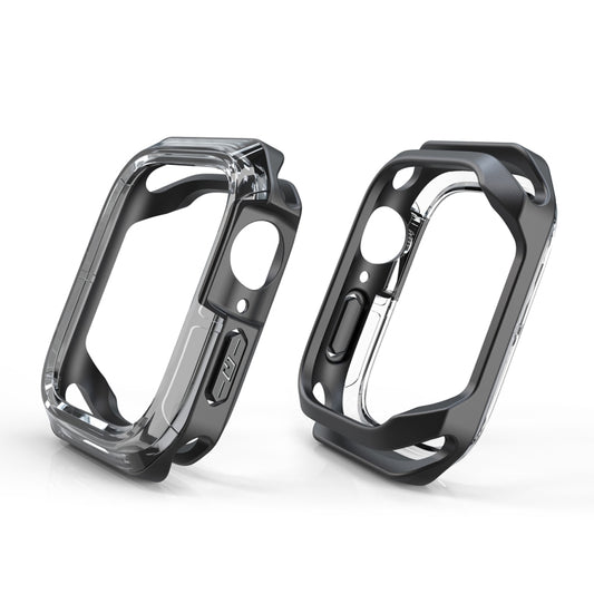 Transparent Two-color Armor Case For Apple Watch Series 6 & SE & 5 & 4 44mm(Transparent Black) by buy2fix
