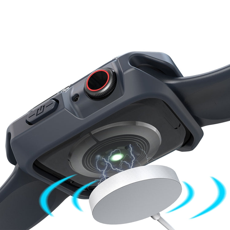 Transparent Two-color Armor Case For Apple Watch Series 6 & SE & 5 & 4 44mm(Midnight Blue) by buy2fix