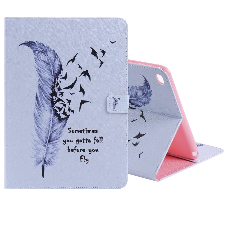 For iPad 5 & 6 Colored Drawing Pattern Horizontal Flip PU Leather Case with Holder & Card Slots & Wallet & Sleep / Wake-up Function(Feather) - More iPad Cases by buy2fix | Online Shopping UK | buy2fix