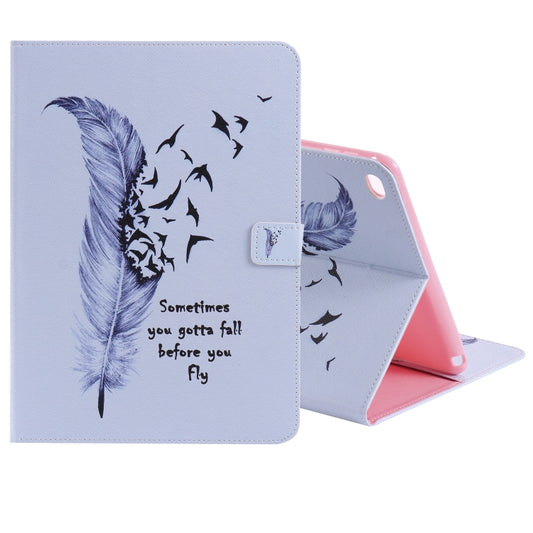 For iPad 5 & 6 Colored Drawing Pattern Horizontal Flip PU Leather Case with Holder & Card Slots & Wallet & Sleep / Wake-up Function(Feather) - More iPad Cases by buy2fix | Online Shopping UK | buy2fix