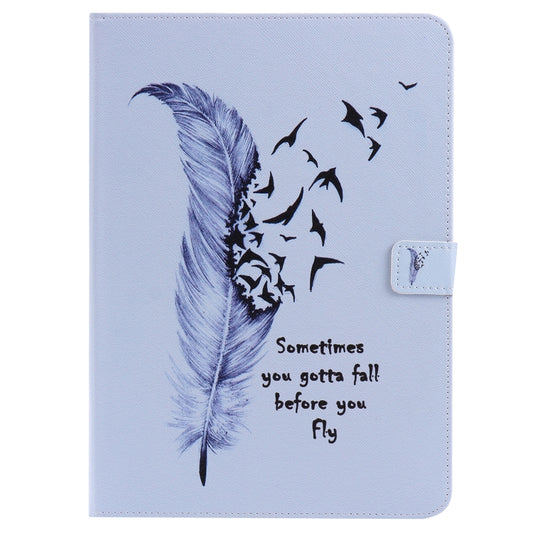 For iPad 5 & 6 Colored Drawing Pattern Horizontal Flip PU Leather Case with Holder & Card Slots & Wallet & Sleep / Wake-up Function(Feather) - More iPad Cases by buy2fix | Online Shopping UK | buy2fix