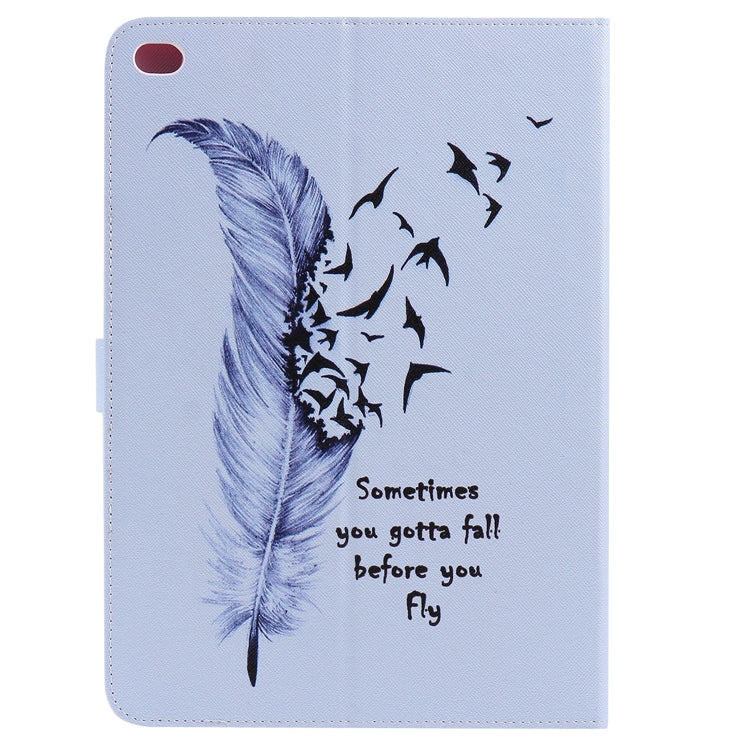 For iPad 5 & 6 Colored Drawing Pattern Horizontal Flip PU Leather Case with Holder & Card Slots & Wallet & Sleep / Wake-up Function(Feather) - More iPad Cases by buy2fix | Online Shopping UK | buy2fix