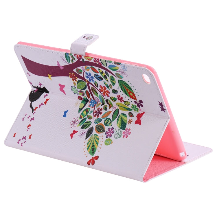 For iPad 5 & 6 Colored Drawing Pattern Horizontal Flip PU Leather Case with Holder & Card Slots & Wallet & Sleep / Wake-up Function(Cat and Tree) - More iPad Cases by buy2fix | Online Shopping UK | buy2fix