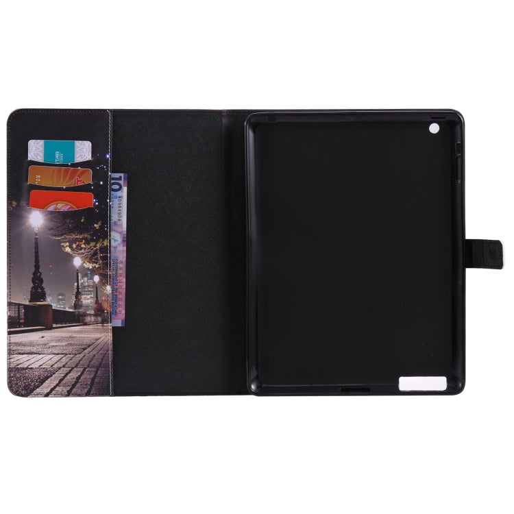 Colored Drawing Pattern Horizontal Flip PU Leather Case with Holder & Card Slots & Wallet & Sleep / Wake-up Function(Cityscape) - iPad 4 & 3 & 2 Cases by buy2fix | Online Shopping UK | buy2fix