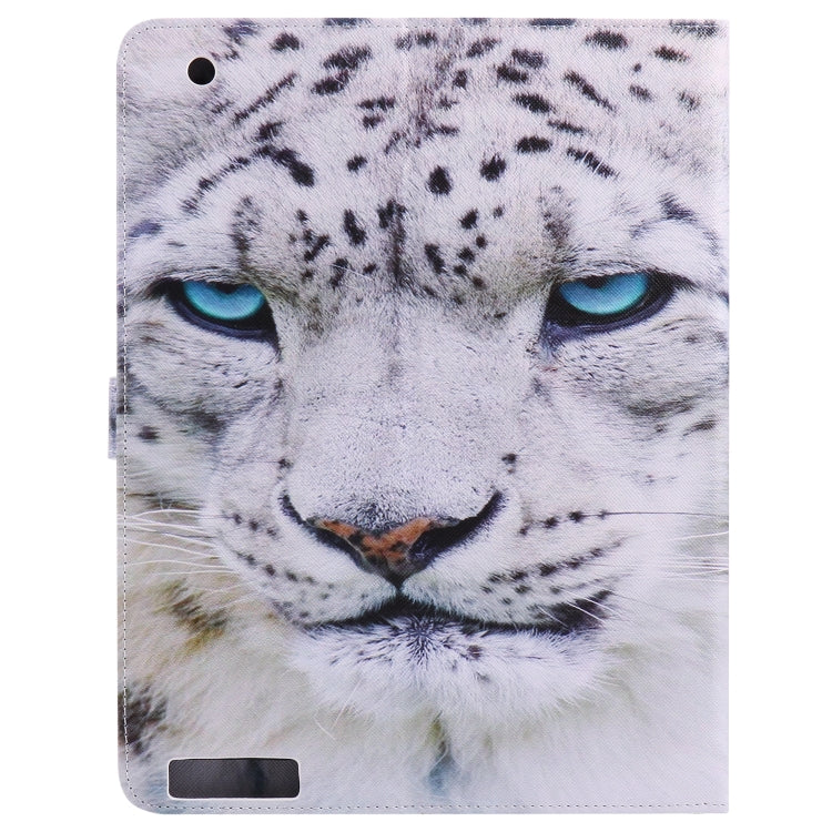 Colored Drawing Pattern Horizontal Flip PU Leather Case with Holder & Card Slots & Wallet & Sleep / Wake-up Function(White Panther) - iPad 4 & 3 & 2 Cases by buy2fix | Online Shopping UK | buy2fix