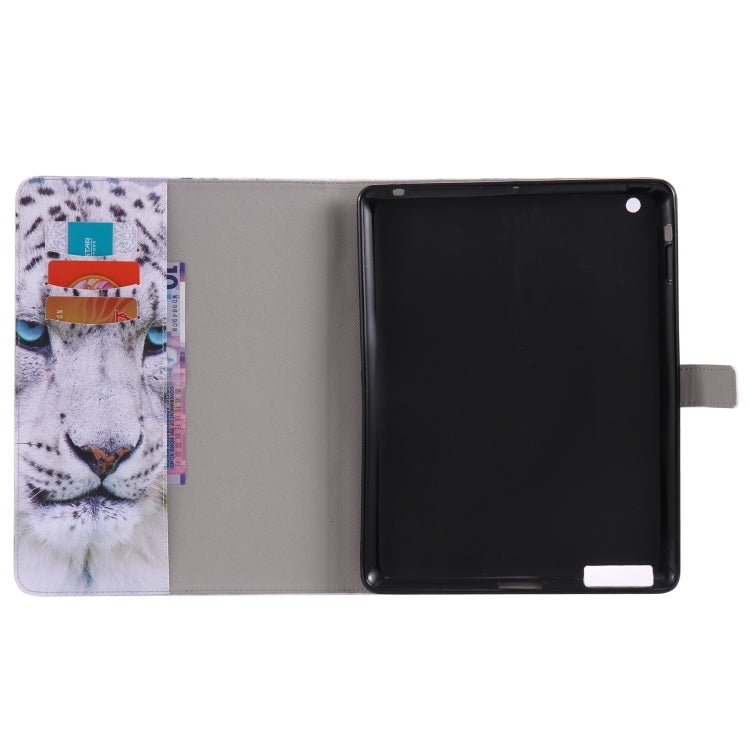 Colored Drawing Pattern Horizontal Flip PU Leather Case with Holder & Card Slots & Wallet & Sleep / Wake-up Function(White Panther) - iPad 4 & 3 & 2 Cases by buy2fix | Online Shopping UK | buy2fix