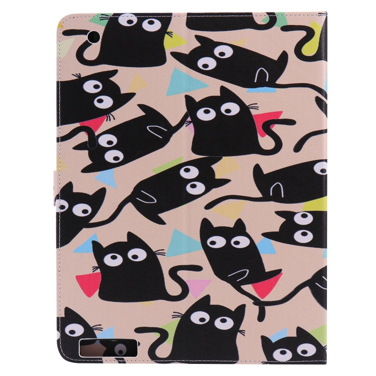 Colored Drawing Pattern Horizontal Flip PU Leather Case with Holder & Card Slots & Wallet & Sleep / Wake-up Function(Little Cat) - iPad 4 & 3 & 2 Cases by buy2fix | Online Shopping UK | buy2fix