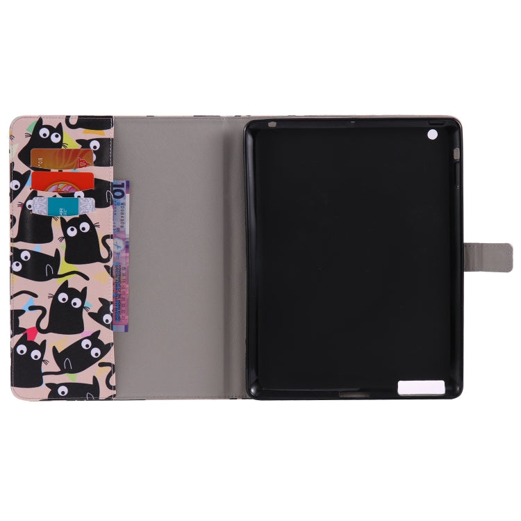 Colored Drawing Pattern Horizontal Flip PU Leather Case with Holder & Card Slots & Wallet & Sleep / Wake-up Function(Little Cat) - iPad 4 & 3 & 2 Cases by buy2fix | Online Shopping UK | buy2fix