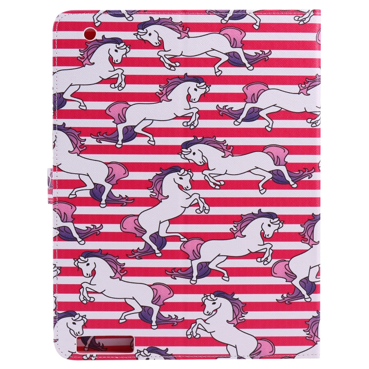 Colored Drawing Pattern Horizontal Flip PU Leather Case with Holder & Card Slots & Wallet & Sleep / Wake-up Function(Horse) - iPad 4 & 3 & 2 Cases by buy2fix | Online Shopping UK | buy2fix