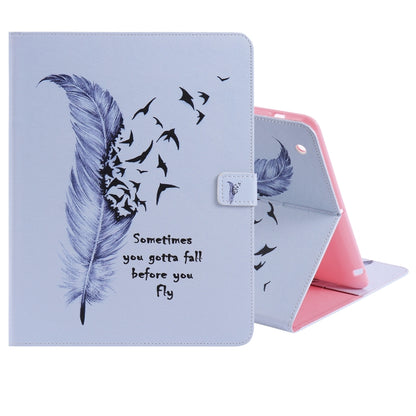 Colored Drawing Pattern Horizontal Flip PU Leather Case with Holder & Card Slots & Wallet & Sleep / Wake-up Function(Feather) - iPad 4 & 3 & 2 Cases by buy2fix | Online Shopping UK | buy2fix
