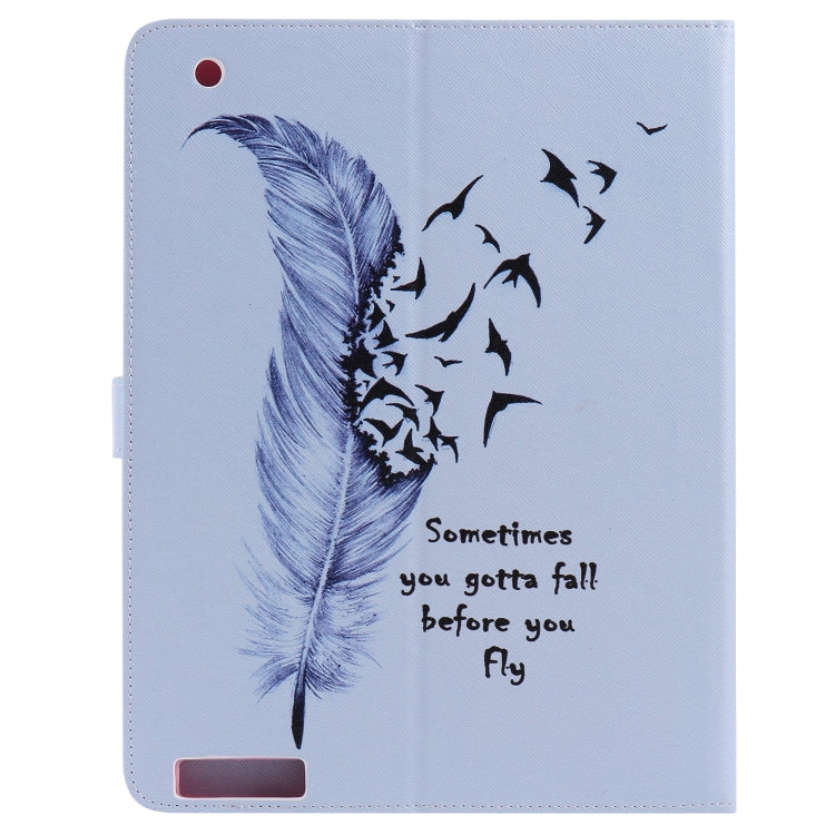 Colored Drawing Pattern Horizontal Flip PU Leather Case with Holder & Card Slots & Wallet & Sleep / Wake-up Function(Feather) - iPad 4 & 3 & 2 Cases by buy2fix | Online Shopping UK | buy2fix