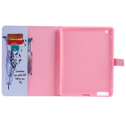 Colored Drawing Pattern Horizontal Flip PU Leather Case with Holder & Card Slots & Wallet & Sleep / Wake-up Function(Feather) - iPad 4 & 3 & 2 Cases by buy2fix | Online Shopping UK | buy2fix