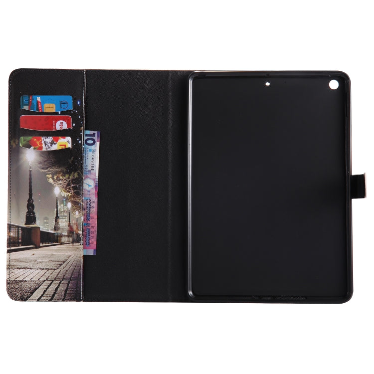 Colored Drawing Pattern Horizontal Flip PU Leather Case with Holder & Card Slots & Wallet & Sleep / Wake-up Function(Cityscape) - iPad 9.7 (2018) & (2017) Cases by buy2fix | Online Shopping UK | buy2fix