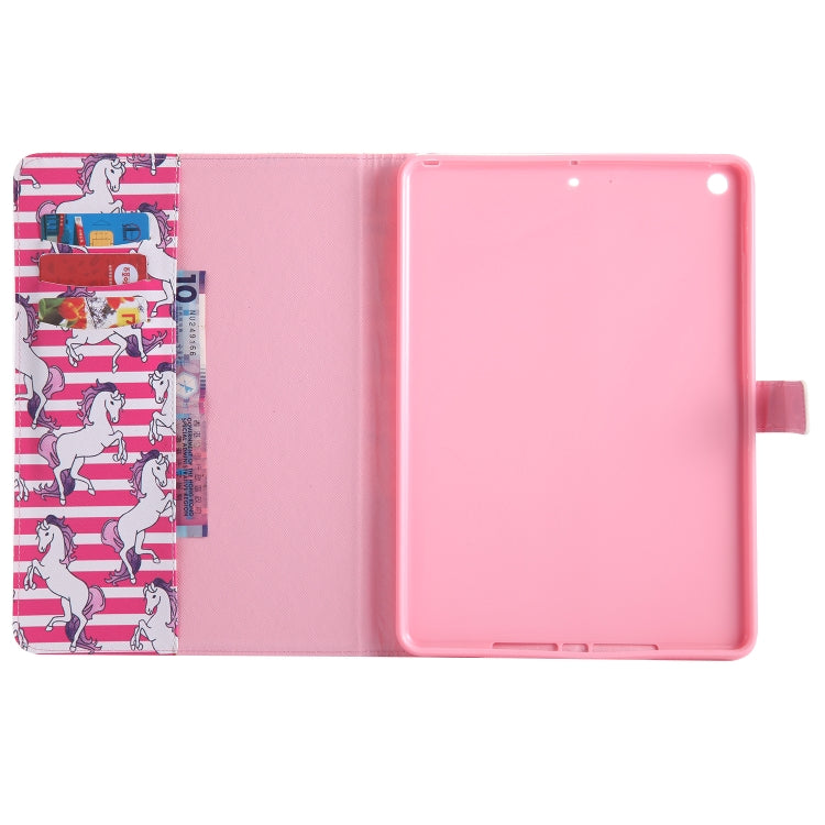 Colored Drawing Pattern Horizontal Flip PU Leather Case with Holder & Card Slots & Wallet & Sleep / Wake-up Function(Horse) - iPad 9.7 (2018) & (2017) Cases by buy2fix | Online Shopping UK | buy2fix