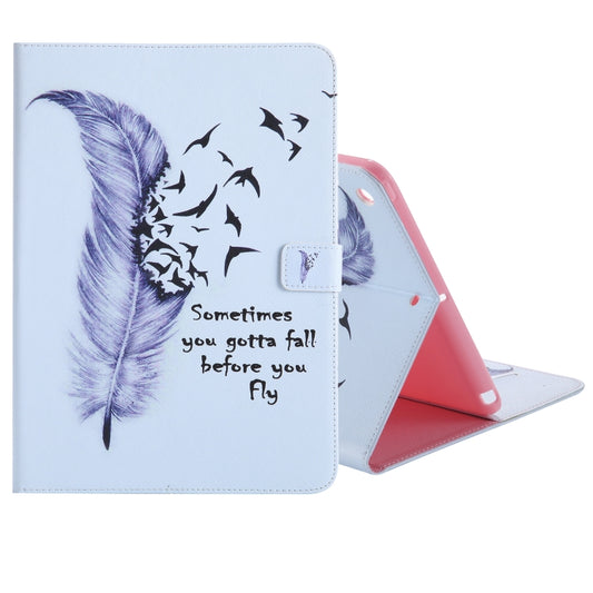 Colored Drawing Pattern Horizontal Flip PU Leather Case with Holder & Card Slots & Wallet & Sleep / Wake-up Function(Feather) - iPad 9.7 (2018) & (2017) Cases by buy2fix | Online Shopping UK | buy2fix