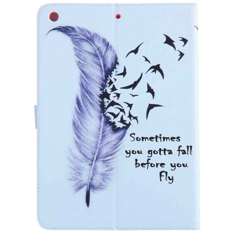 Colored Drawing Pattern Horizontal Flip PU Leather Case with Holder & Card Slots & Wallet & Sleep / Wake-up Function(Feather) - iPad 9.7 (2018) & (2017) Cases by buy2fix | Online Shopping UK | buy2fix