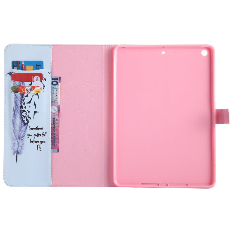 Colored Drawing Pattern Horizontal Flip PU Leather Case with Holder & Card Slots & Wallet & Sleep / Wake-up Function(Feather) - iPad 9.7 (2018) & (2017) Cases by buy2fix | Online Shopping UK | buy2fix
