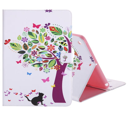Colored Drawing Pattern Horizontal Flip PU Leather Case with Holder & Card Slots & Wallet & Sleep / Wake-up Function(Cat and Tree) - iPad 9.7 (2018) & (2017) Cases by buy2fix | Online Shopping UK | buy2fix